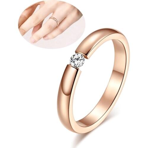 Engagement Ring for Women Stainless Steel Silver Color Gold Color Finger Girl Gift US Size 5 6 7 8 9 10