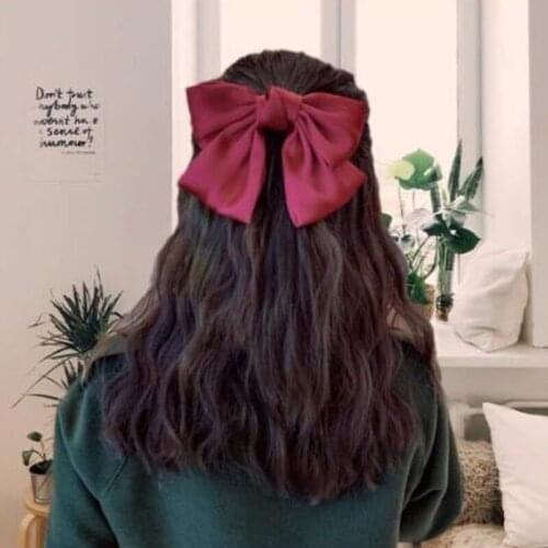 Korean Prom Party Ribbon Hairgrips Bow Hairpin Bridesmaid Girls Satin Wedding Hair Clip New bride Hair Accessories