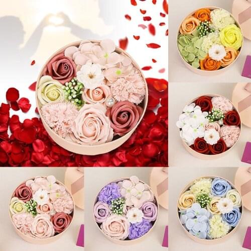 Round Paper Box Rose Soap Flower Gift Box Set Party Wedding Home Decor Valentines Day Christmas Birthday Gift Packaging Box