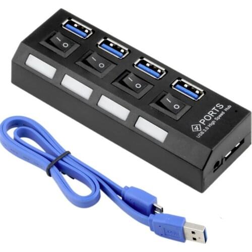 Mini USB HUB 3.0 Super Speed 5Gbps 4 Port Portable Micro USB 3.0 HUB Splitter With External 5V 2A Power Adapter PC Accessories