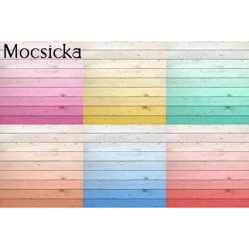 Mocsicka Colorful Wood Board Backdrop for Photography Wooden Floor Cake Food Baby Pet Portrait Photographic Background Photocall