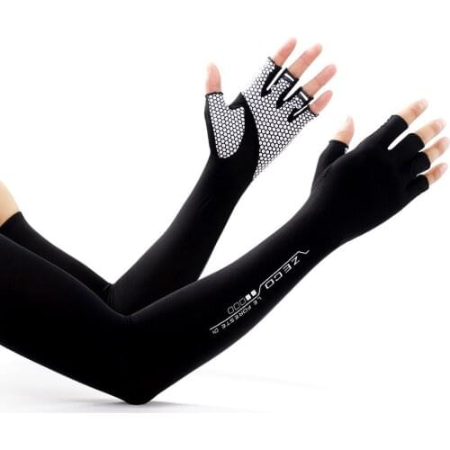 Ice Sleeve MenS Ice Silk Camouflage Summer Driving Men’S Sunscreen Sleeves Uv Half-Finger Loose Riding Gloves