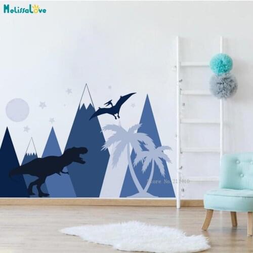 Ancient Times Mountains Wall Decal Dinosaurs Boys Room Home Decor Large Size Murals Fiercely Animals Nursery Decals YT5299