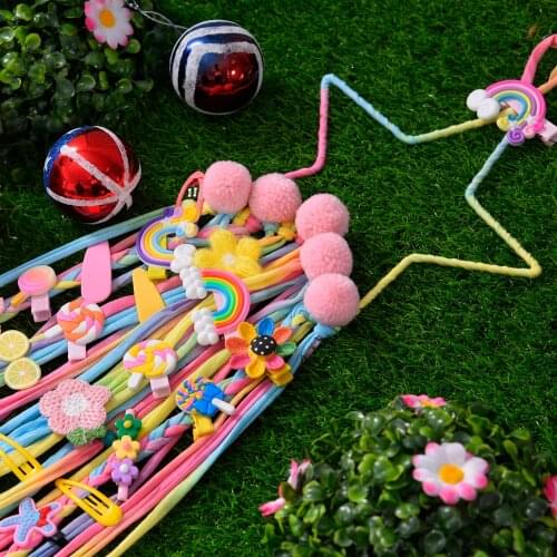 Tassel Star Wall Hanging Dream Catcher Decor Hair Bows Storage Belt For Girls Hair Clip Barrette Hairband Organizer Strip Holder