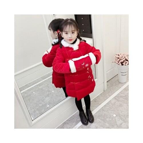 New winter girls thick cotton coat Tang children clothing embroidery Chinese style cheongsam New Years cotton clothes