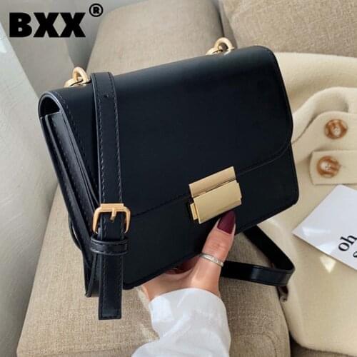 [BXX] Solid Color Shoulder Bags For Women 2021 Totes Lady PU Leather Lady High Capacity Handbags Purses Female Hand Bag HI801