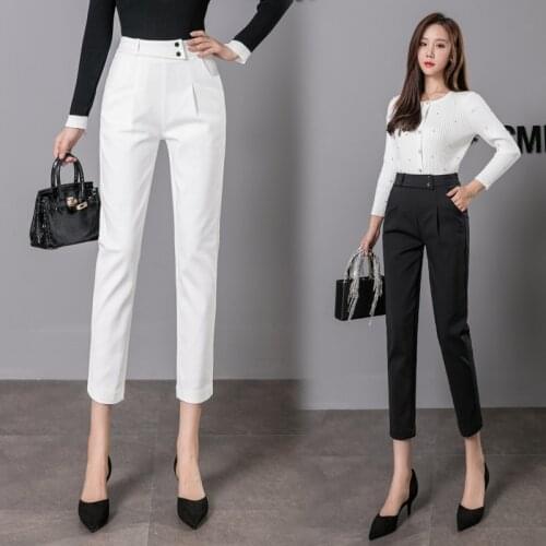 OL office ladies work wear pencil pants womens trousers elastic high waist slim drape casual pants Comfortable Smooth trousers