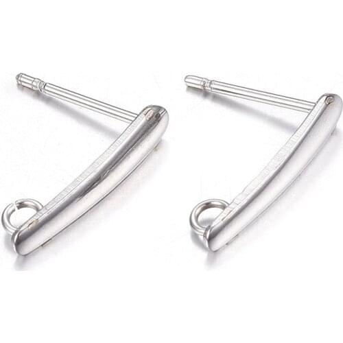 PandaHall 200pc 15x3x1mm Jewellery Making Accessories Earstuds 304 Stainless Steel High-Quality Stud Earrings Findings Component