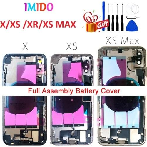 Full Assembly Back Cover For iPhone X XR XS MAX Housing Battery Rear Door Case Middle Chassis Frame with Flex Cable Spare Parts