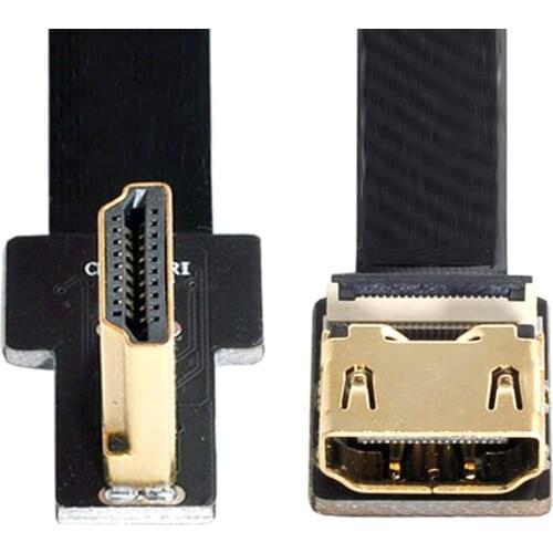 Right Angled 90 Degree HDMI Male to Female FPC Flat Cable for HDTV Multicopter Aerial Photography (0.2M)