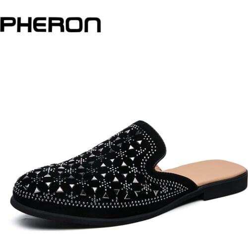Model luxury brand business party mens casual shoes red diamond water drill nail mens shoes rivet casual flat shoes Zapatos