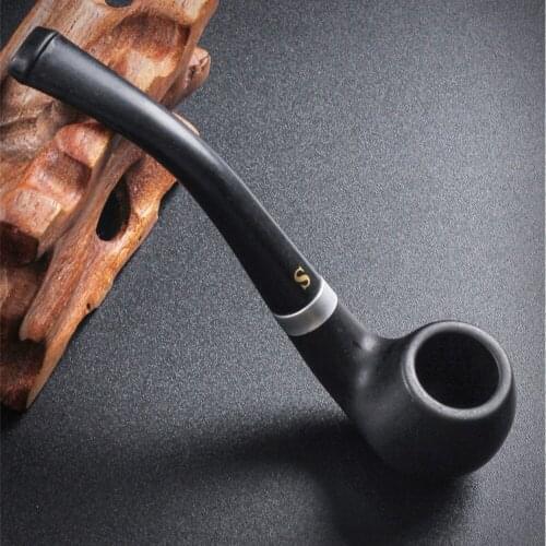 Handheld Tobacco Pipe Cigarette Filter Tobacco Grinder Herb Grinder Portable Resin Bent Pipe Smoking Accessories Gadget Men Gift