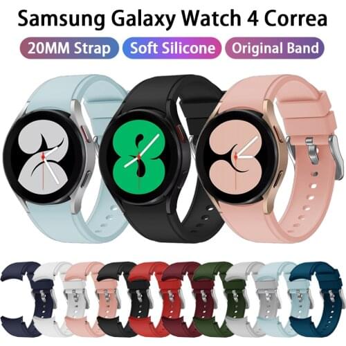 20mm Original Silicone Band For Samsung Galaxy Watch 4 40MM/44mm/classic 42MM/46mm/Watch3 41mm/Active 2/Gear S2 classic Bracelet