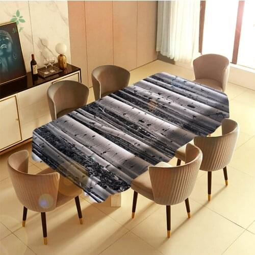 Birch Forest Grey-white Color, Modern Design Waterproof And Oil-proof And Washable Tablecloth
