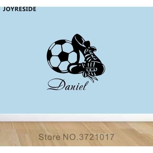 JOYRESIDE Personalized Name Wall Football Boots Ball Sport Decal Vinyl Sticker Decor Any Room Bedroom Home Gym Decoration A090