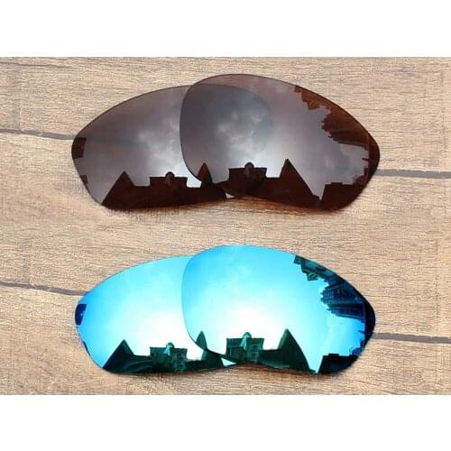 Vonxyz 2 Pairs Ice Mirror & Bronze Brown Polycarbonate Replacement Lenses for-Oakley Straight Jacket 2007 Frame