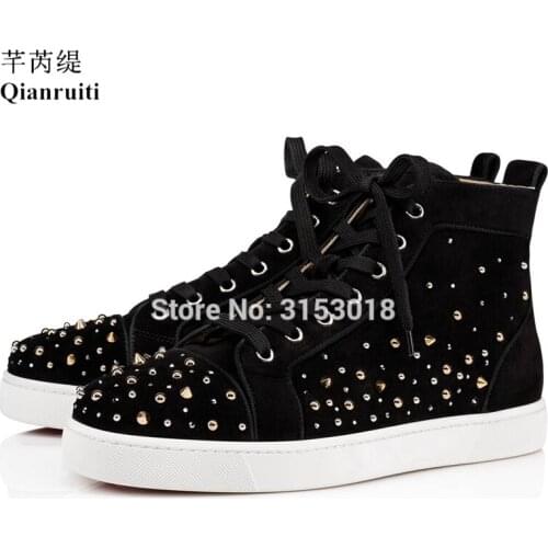 High Top Men Rivet Casual Shoes Gold Spike sneakers Breathable Comfortable lace-up Sneakers Four Seasons Men Classics Shoes