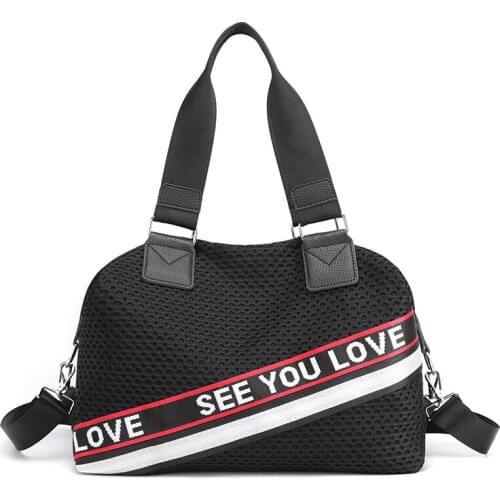 Letter Design Handbag For Womens 2021 Fashion Solid Color Nylon Shoulder Bag Large Capacity Waterproof Shopping Bag Travel Sac