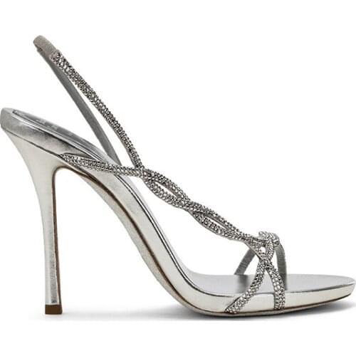Ins hot woman crystal woven high heel sandals rhinestones sexy lady summer sandals summer cross straps open toe stiletto sandal