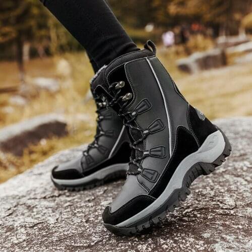 Womens Boots Winter Outdoor Snow Boots Middle Tube Waterproof And Anti-skid Plush Warm Mountaineering Travel Shoes