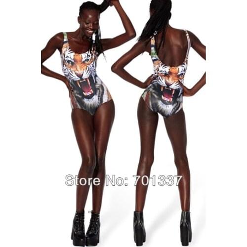 Ladies Sexy Lingerie Tiger Print Overall Catsuit Teddie Dress Club Dance Wear B11008