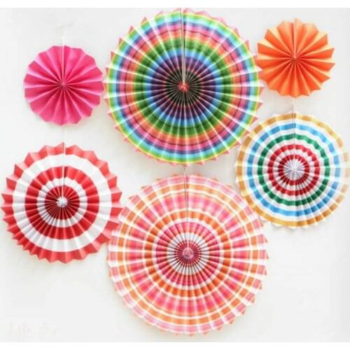 1Set Paper Fans Flowers DIY Hanging Paper Crafts Hanging Small Flower Christmas Wedding Party Birthday Festival Decoration