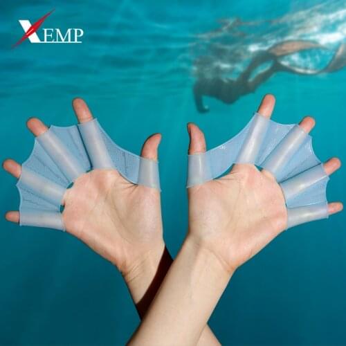 1Pair Unisex Frog Type Silicone Girdles Swimming Hand Fins Flippers Finger Webbed Gloves Paddle Water Sports ~3