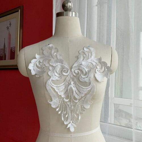 1Piece Ivory White Lace Applique Wedding Lace Patch Clothing Dress DIY Accessories 31x29cm