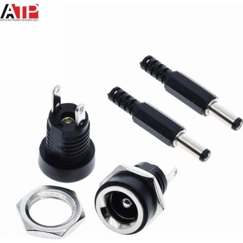 10PCS Great IT 5Pair DC Power Connector pin 2.1x5.5mm Female Plug Jack + Male Plug Jack Socket Adapter DC-022B