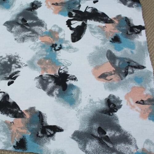 50x140cm Beautiful Butterfly Design Cotton Linen Fabric DIY Craft Sewing Materials For Tablecloth Pillow Bags Decor Supplies