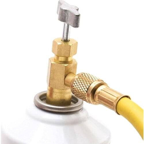 Alloy 1/4 SAE Thread Adapter R-134a Refrigerant Can Bottle Tap Opener Valve Tool Auto Car Accessories Car Styling