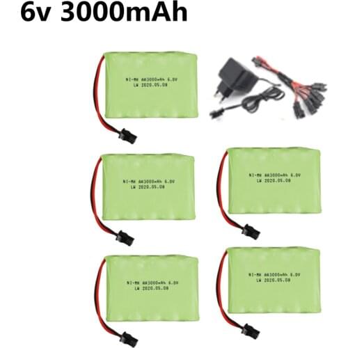 6v 3000mAh Battery with Charger For RC Cars Robots Tanks Gun Boats 6v NiMH Battery AA 2400mah 6v Rechargeable Battery Pack