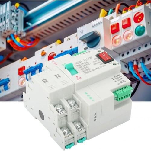 Dual-Power Automatic Transfer Switch 2P Circuit Breaker AC 230V 63/80/100A Household Rail Installation Electrical Selector Switc