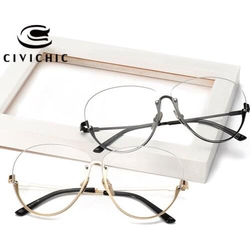 CIVICHIC 2020 Trend Flat Eyewear Men Semi Rimless Plain Glasses Women Unique Design Optical Frame Oculos Clear Lens Gafas E304