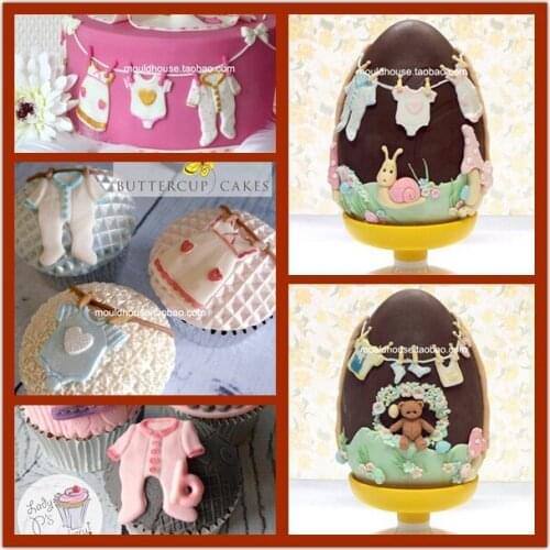 Infant Clothes DIY Silicone Baking Cups Chocolate Fondant Cake Cookie Mold Clay Dry Pace A505