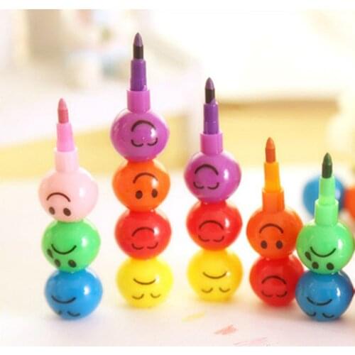 1pcs 7 Color Crayons Art Supplies for Kids Pastel Pen Drawing Set Stationery Smiley Face Crayons Kawaii School Supplies Drawing