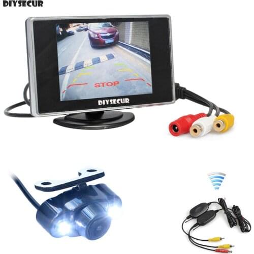 DIYSECUR Wireless 3.5 inch TFT LCD Car Monitor Waterproof LED Color Night Vision Rear View Car Camera Parking Kit
