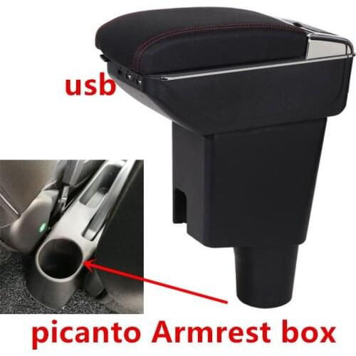 For KIA morning picanto JA Armrest box central Store content box with cup holder ashtray with USB interface