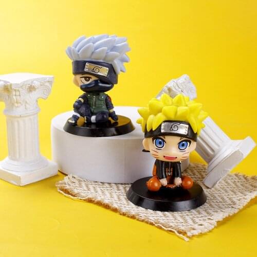 Naruto 2pcs/set Antistress Anime Hatake Kakashi Uzumaki PVC Action Figure Model Collection Toys Dolls Kid Gift Home Decor Fidget