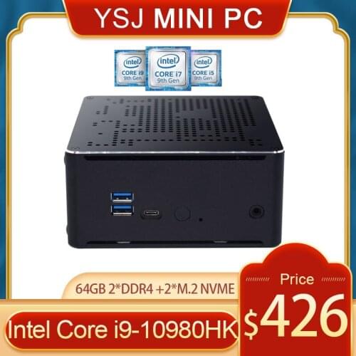 TOP10th Gen Gaming Mini PCDesktop Computer Intel Core i9 10980HK 10880H 2xDDR4 64GB 2xM.2 2xLans Windows 10 4K HDMI DP