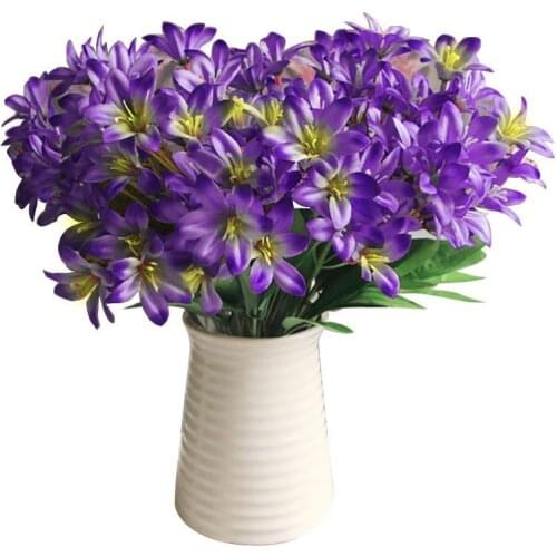 Artificial Flowers Lily Bouquet European Multicolor Purple Green Pink Yellow High Quality Home Decoration Room Decor Ornaments