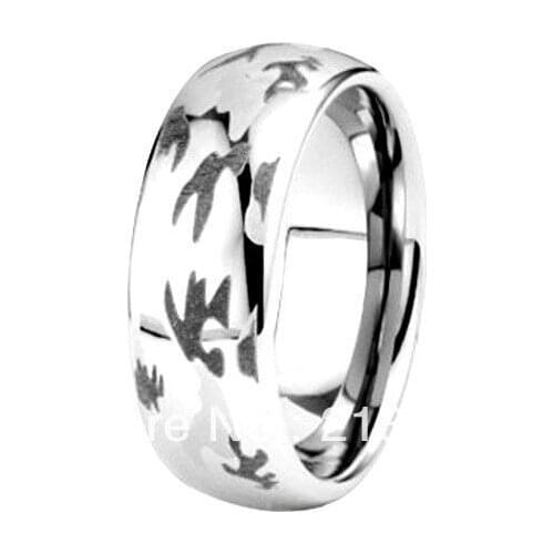 FREE SHIPPING!USA WHOLESALES CHEAP PRICE BRAZIL RUSSIA CANADA UK HOT SELLING 8MM DOMED SILVER CAMO MENS TUNGSTEN WEDDING RING