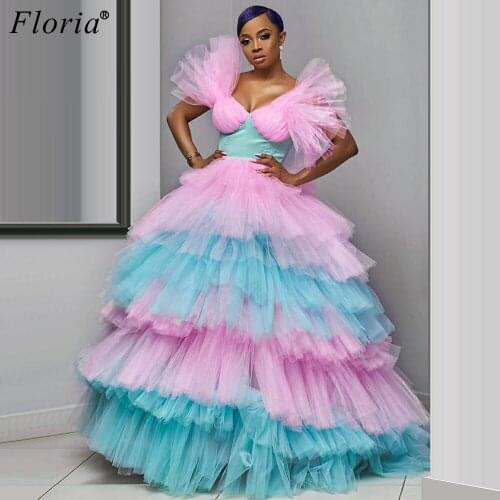 African Plus Size Colorful Prom Dresses Elegant Long Dresses Ladies Party Night Turkish Celebrity Runaway Gowns Photography