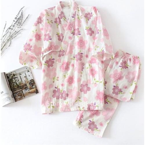 Summer Sleepwear Pajama Women Girl Japanese Kimono Traditional Yukata Homewear Leisure Female Outfit Hanbok Japan Sakura Quality