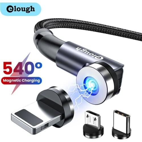 Elough Magnetic Cable Plus 3 Magnet Plug 540 Rotate 3 in 1 USB Cable For iPhone Xiaomi Samsung Phone Charging Micro USB C Cable