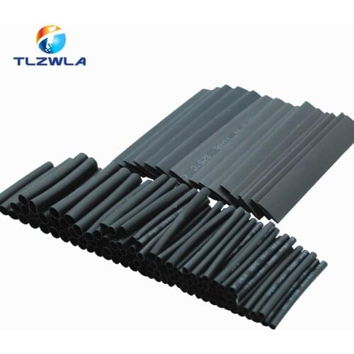 127Pcs Black Weatherproof Heat Shrink Sleeving Tubing Tube Assortment Kit Electrical Connection Electrical Wire Wrap Cable