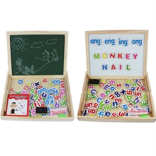 Educational Toys Letter Numbers & Match Form Magnetic Puzzle Kids Jigsaw Baby White/Blackboard Drawing Board Wooden Puzzle Toy29