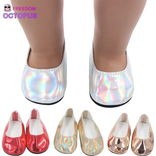 7cm PU Simple Convenient Kick Reborn Doll Shoes Glossy Shiny Shoes For 43cm New Baby 18 INch American Dolls Fitting