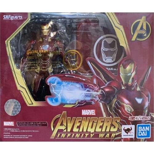 Original Bandai Shf Marvel Avengers: Infinity War Figure Iron Man Mk-50 Action Figure PVC Model Collectible Toys for Boys Gifts