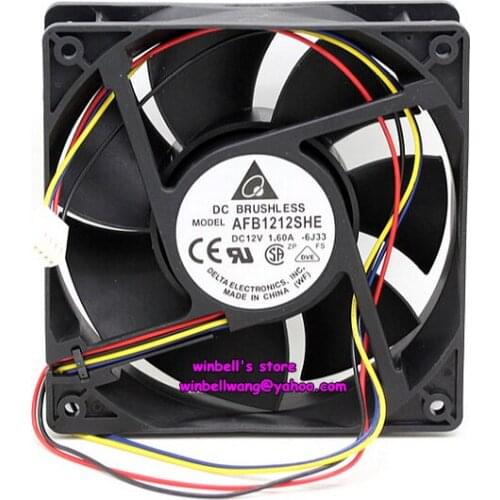 Original Delta AFB1212SHE 12038 12cm large air flow fan 12V 1.6A 4wires